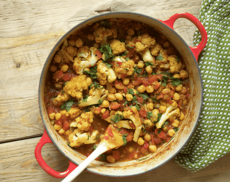 Masala-Spiced Chickpeas and Cauliflower