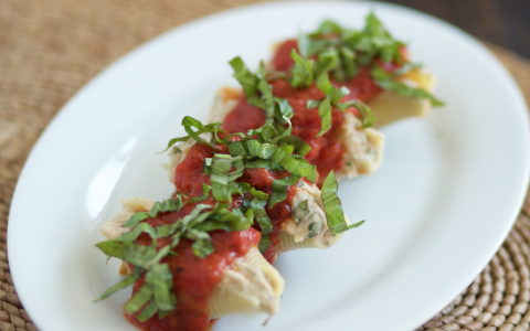 White Bean Basil Stuffed Shells