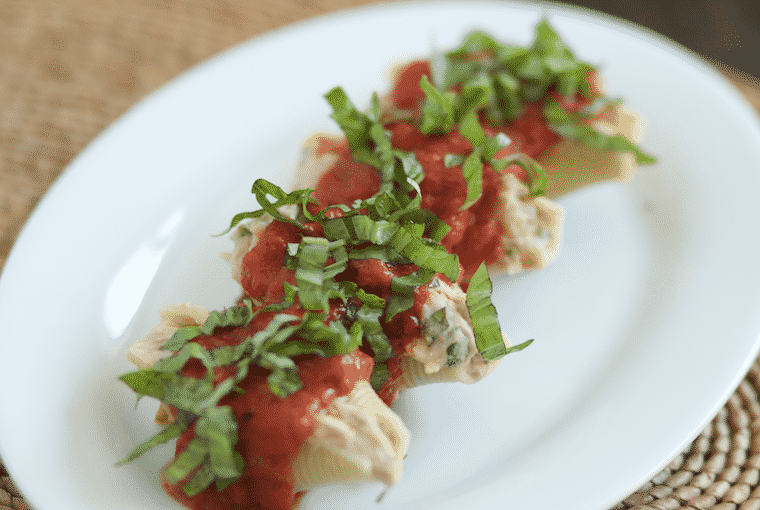 White Bean Basil Stuffed Shells
